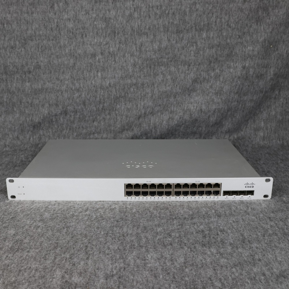 Cisco Meraki MS220-24P-HW 24-Port PoE Gigabit Ethernet Switch Silver Rackmount